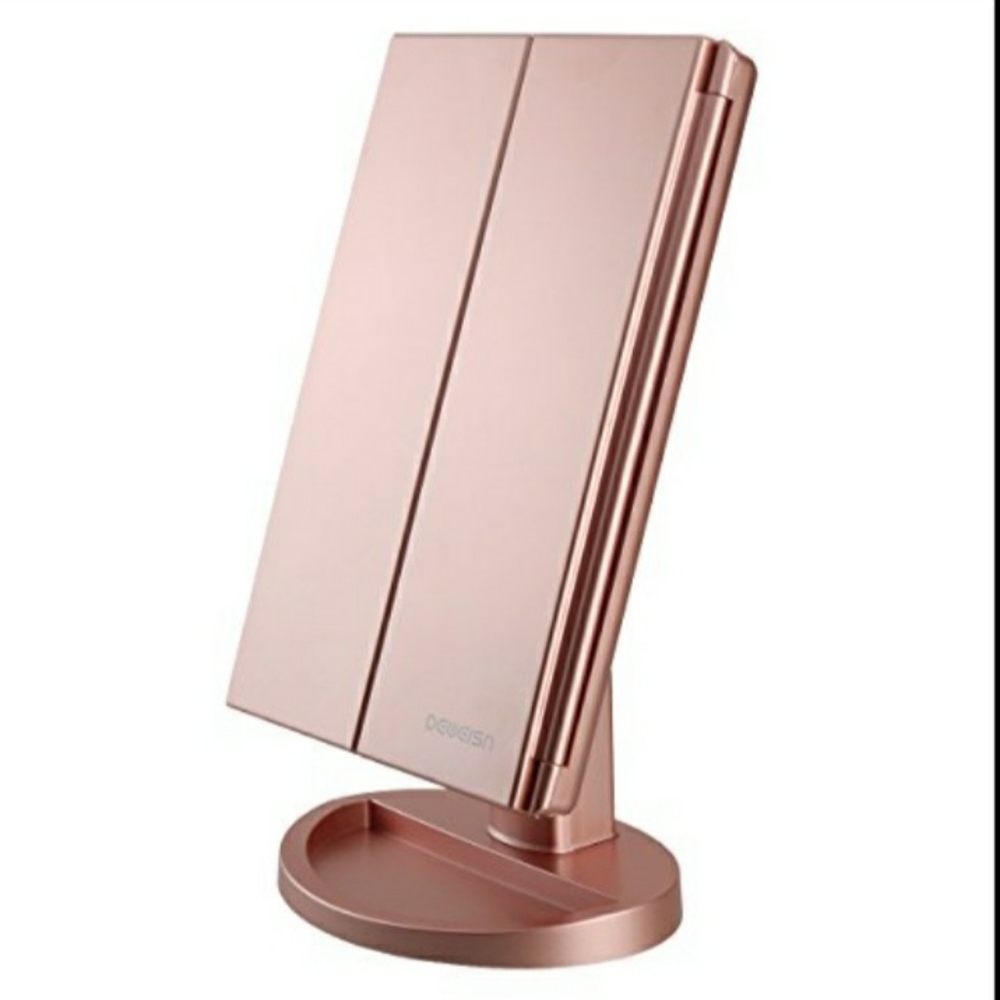 Dresser Mount Tri-Fold Lighted Vanity Mirror with 21 LED Lights
